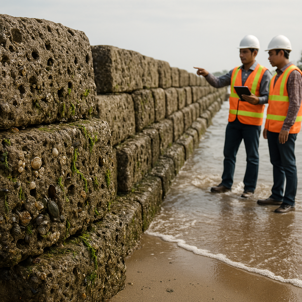 Inovasi 'Bio-Sea Wall' di Pesisir Semarang: Dinding Laut Hidup dari Beton Berpori dan Biota