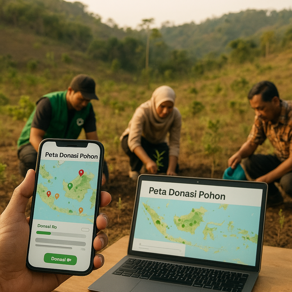 Platform Digital 'Peta Donasi Pohon' yang Memungkinkan Publik Kontribusi Langsung pada Reforestasi di Area Spesifik