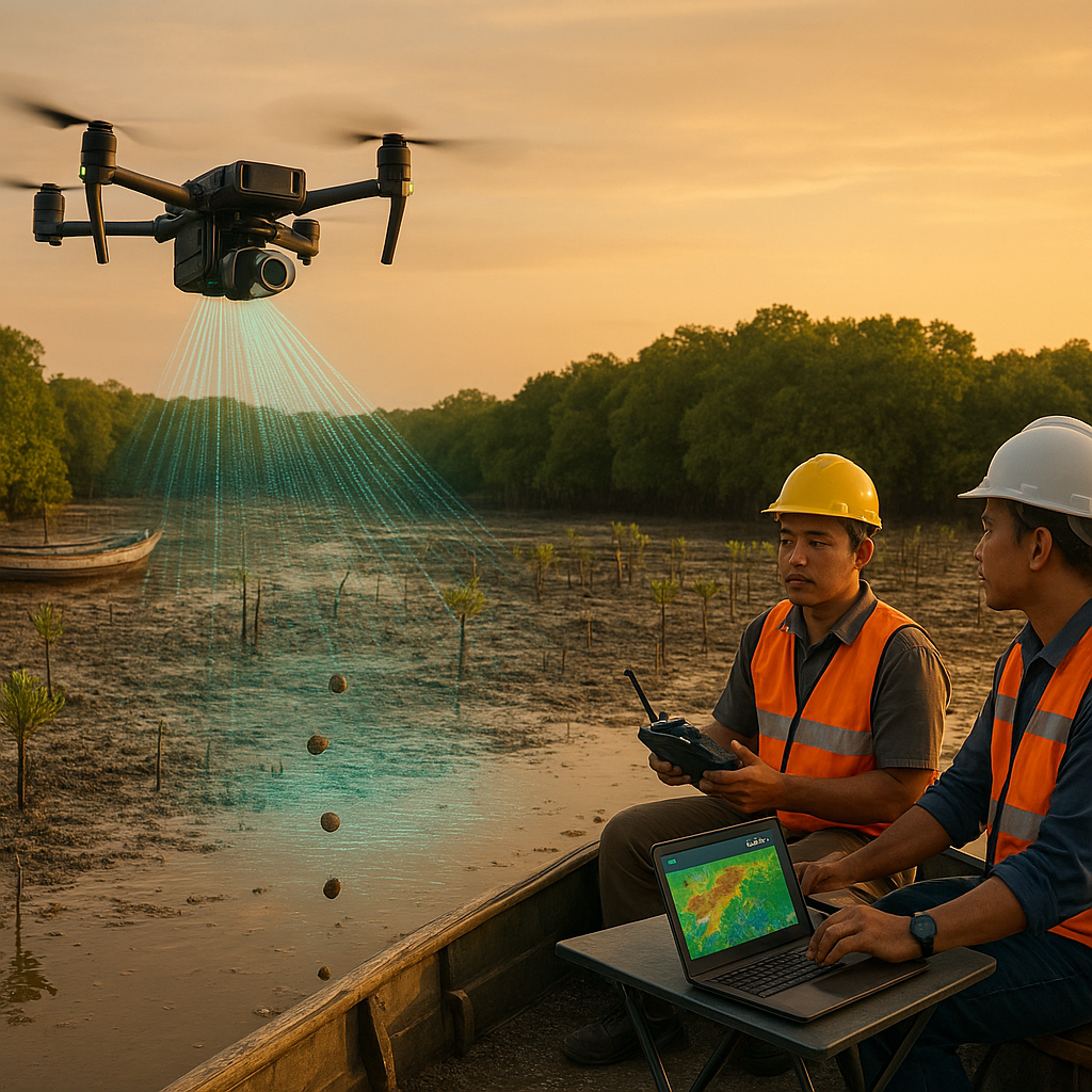 Teknologi Drone Pemetaan dan Penyebaran Benih untuk Restorasi Hutan Mangrove