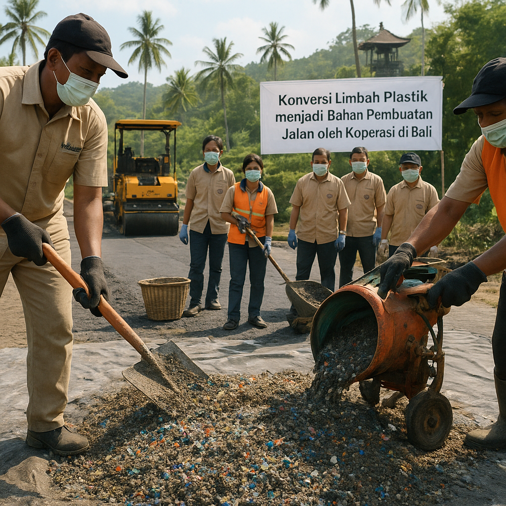 Konversi Limbah Plastik menjadi Bahan Pembuatan Jalan oleh Koperasi di Bali