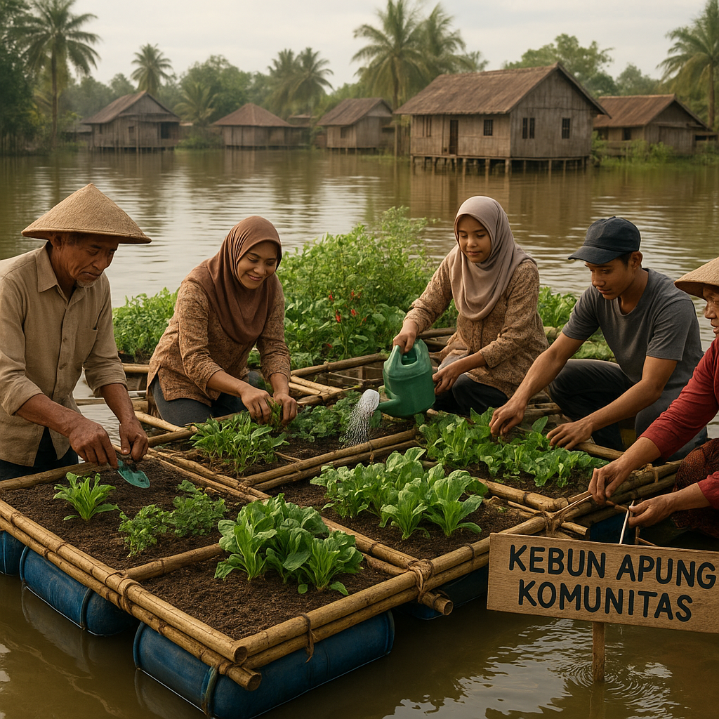 Community-Led Floating Gardens untuk Ketahanan Pangan di Daerah Rawan Banjir