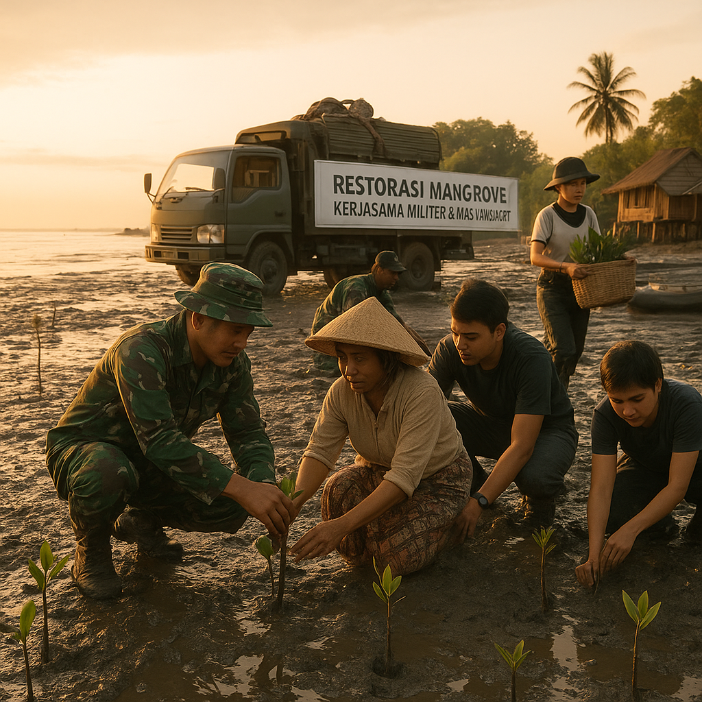 Military-Civilian Partnership for Mangrove Restoration in Coastal Areas