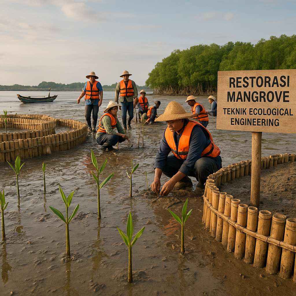 Restorasi Mangrove dengan Teknik 'Ecological Engineering' di Pantai Utara Jawa: Mitigasi Abrasi dan Penambah Ekonomi