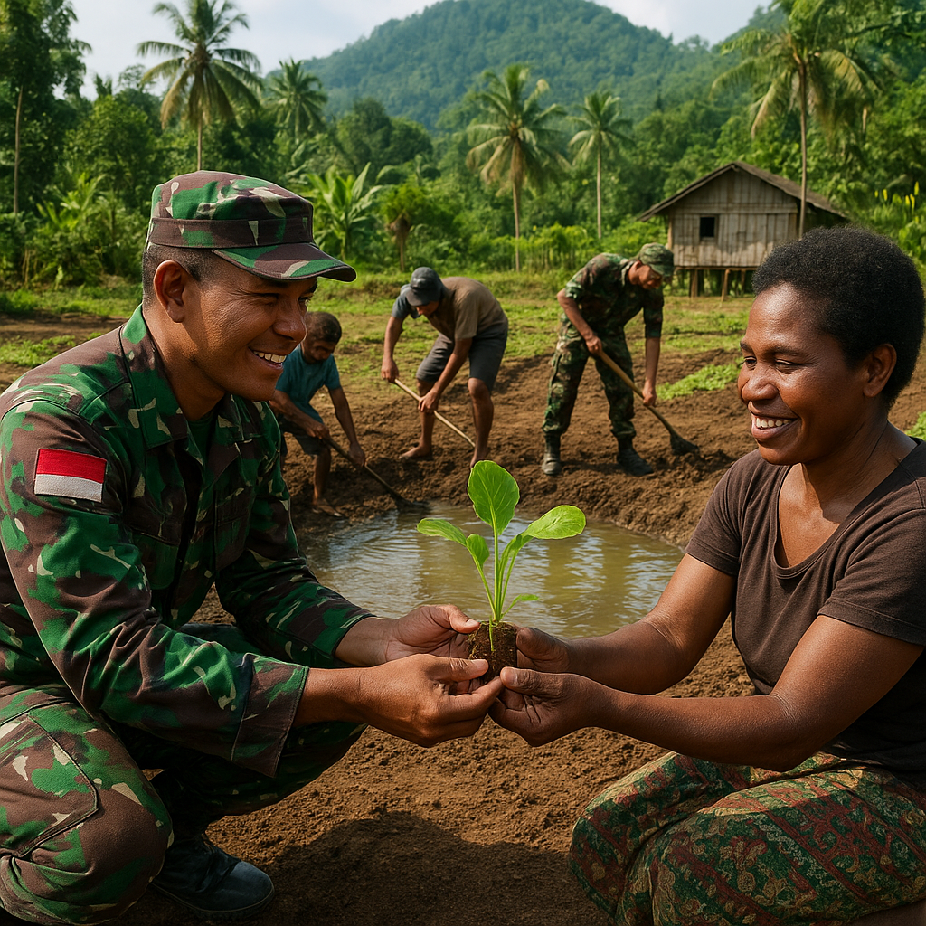 Kopassus Bantu Warga Papua Bangun Kebun dan Kolam sebagai Solusi Ketahanan Pangan
