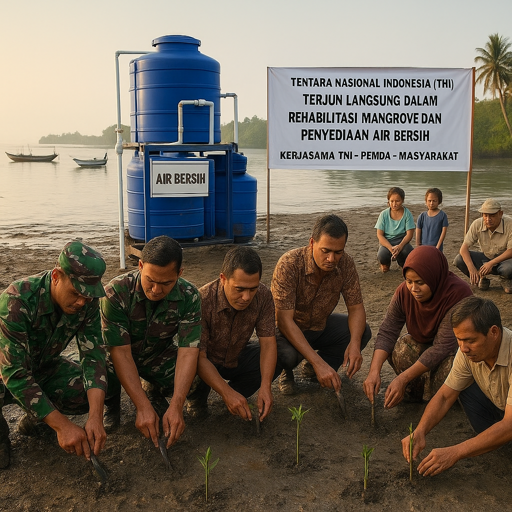 Tentara Nasional Indonesia (TNI) Terjun Langsung dalam Rehabilitasi Mangrove dan Penyediaan Air Bersih