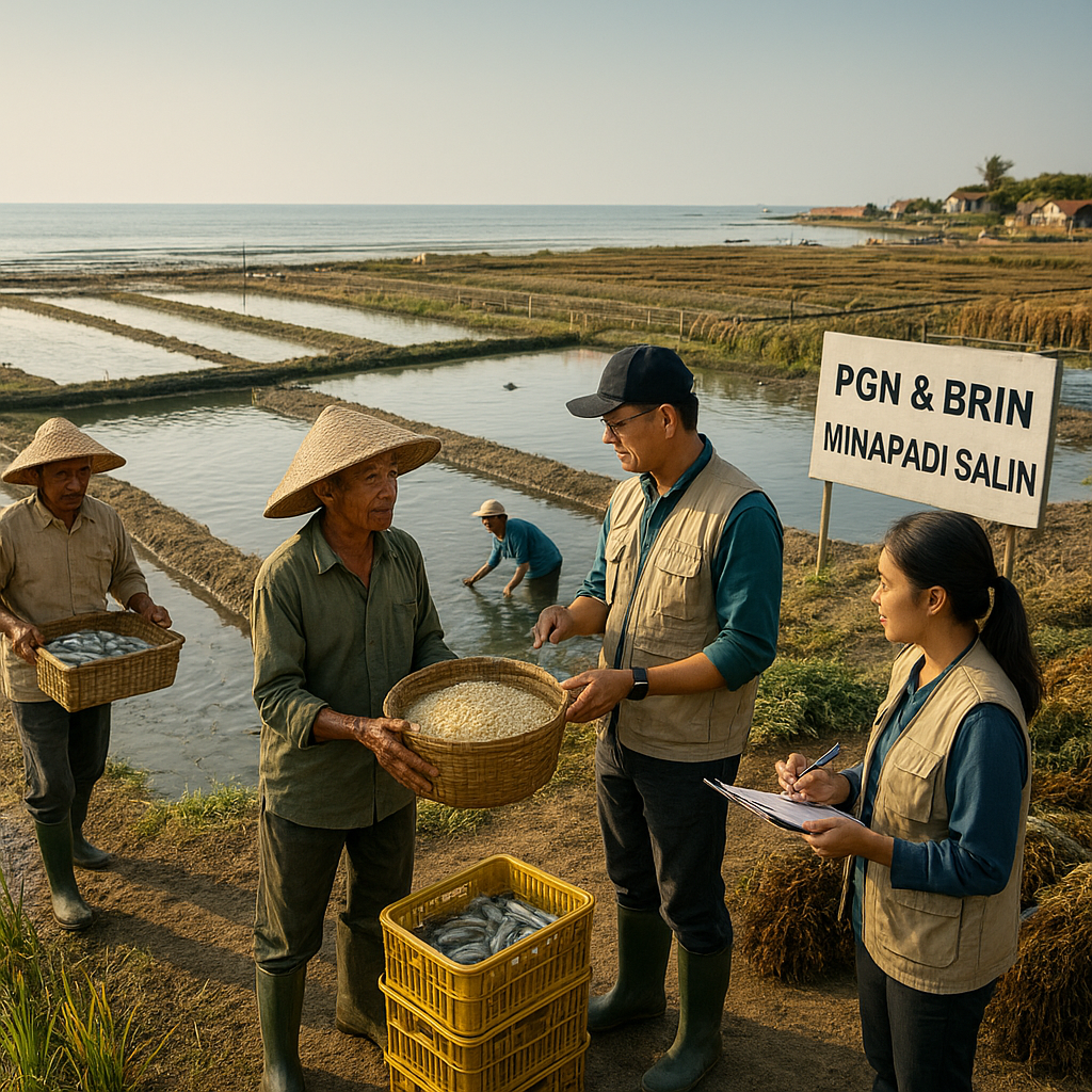 PGN dan BRIN Kembangkan Minapadi Salin di Batang Tingkatkan Ekonomi Lahan Pesisir