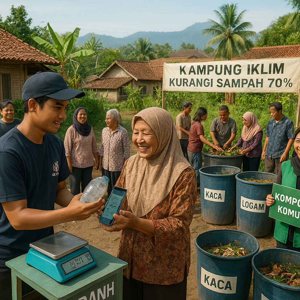 Kampung Iklim di Jawa Barat Sukses Kurangi Sampah 70% lewat Bank Sampah Digital dan Komposter Komunal