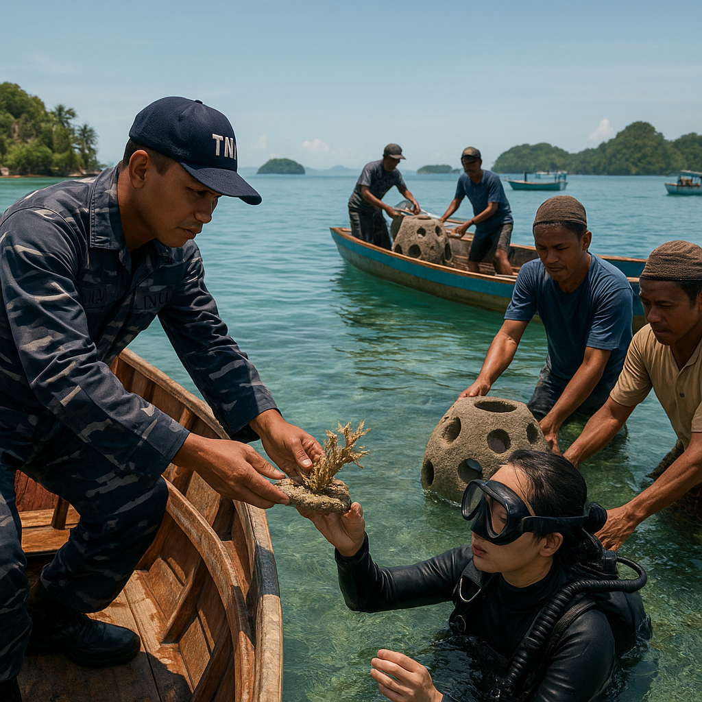 Kemitraan TNI AL dengan Nelayan Rawat Terumbu Karang di Kepulauan Riau untuk Tingkatkan Hasil Tangkapan