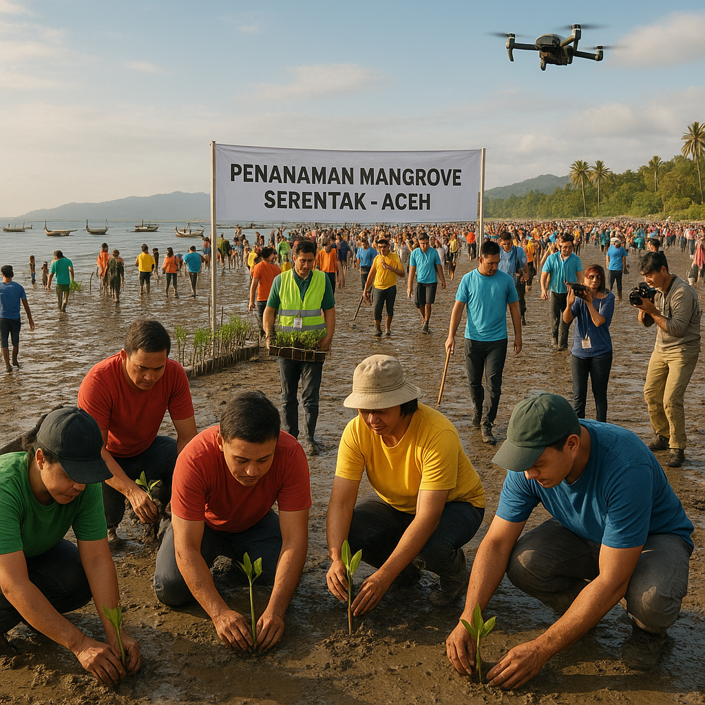 Inisiatif Penanaman Mangrove Serentak di Pesisir Aceh Libatkan Ribuan Relawan dan Startup