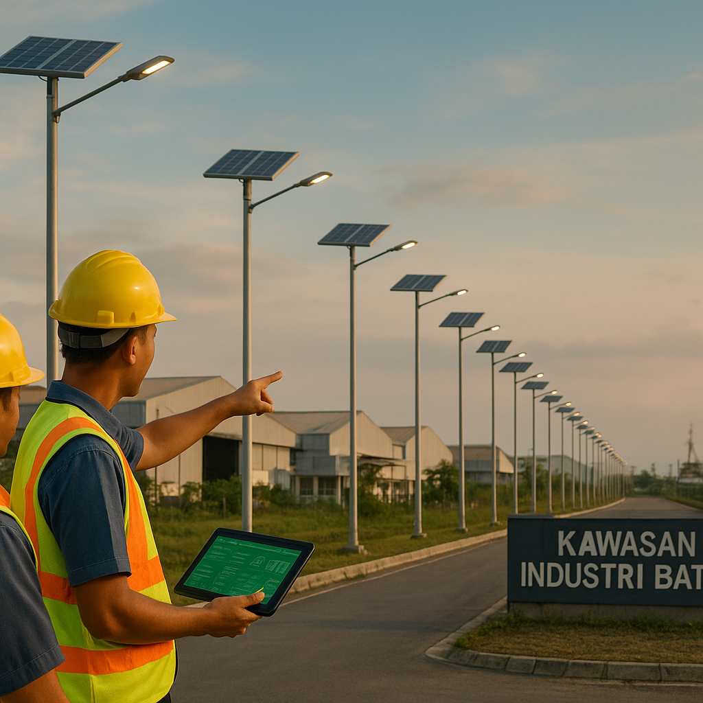 Penerangan Jalan Umum Tenaga Surya Terintegrasi di Kawasan Industri Batam Kurangi Emisi