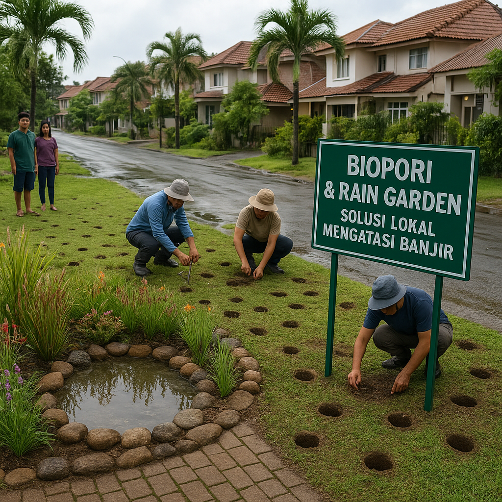 Biopori dan Rain Garden di Perumahan Tangani Banjir dan Isi Cadangan Air Tanah