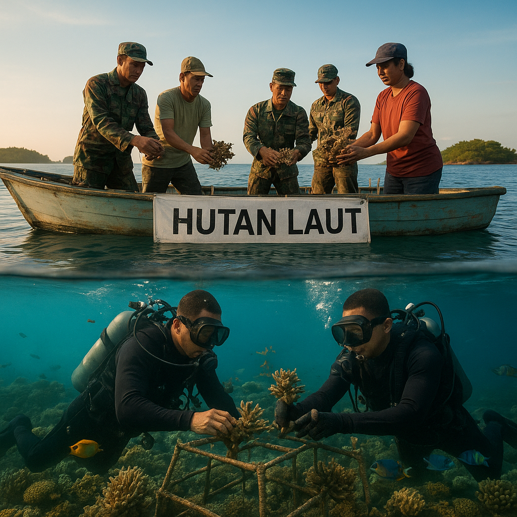 Kolaborasi TNI AL dan Masyarakat dalam Program 'Hutan Laut' untuk Rehabilitasi Terumbu Karang di Kepulauan Seribu