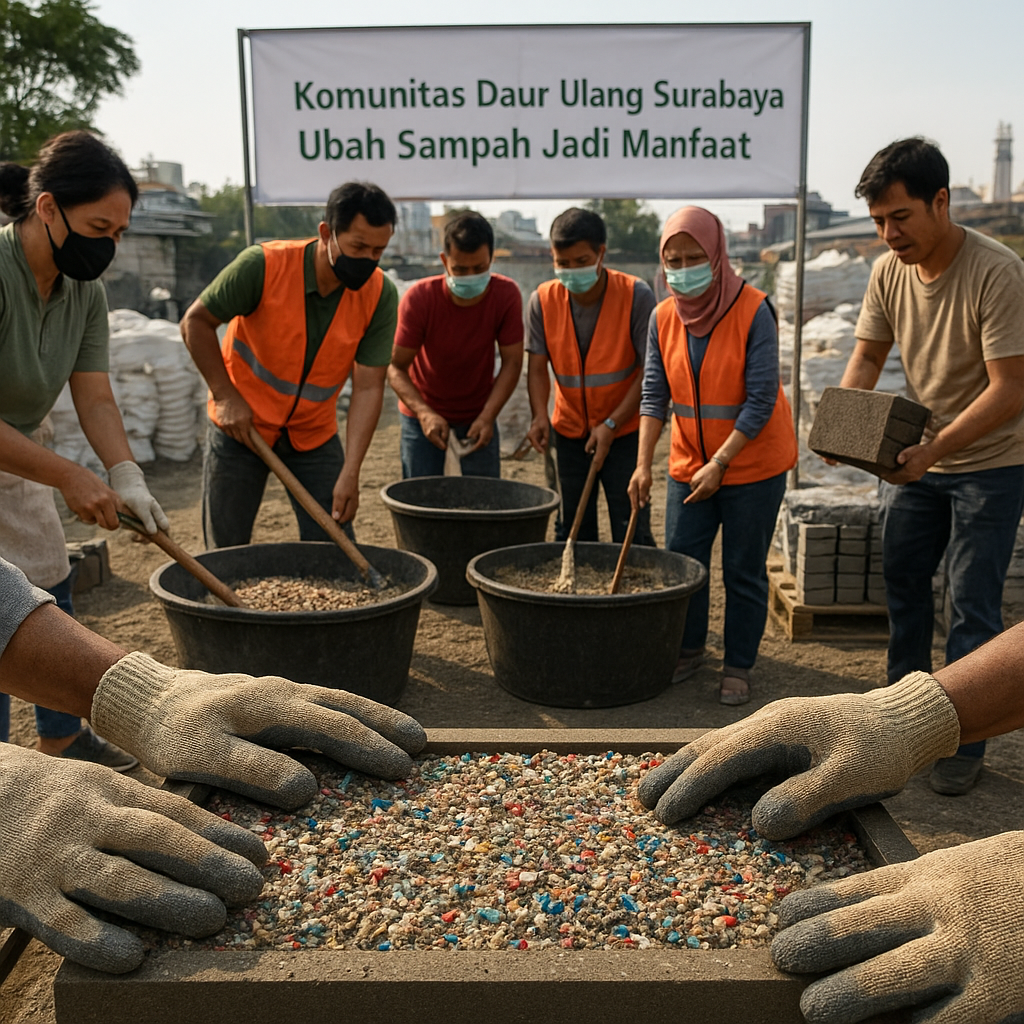 Komunitas di Surabaya Ubah Sampah Plastik Menuju Paving Block Berkualitas