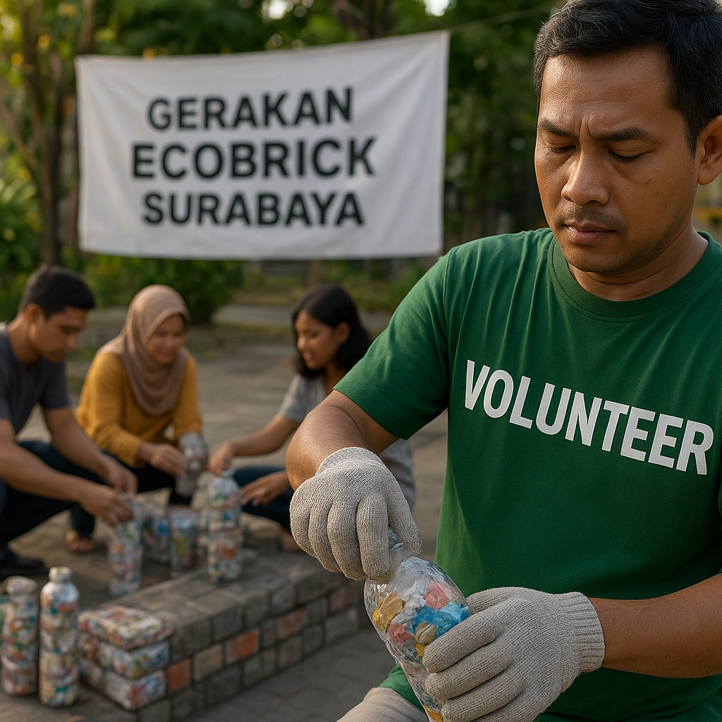 Komunitas di Surabaya Sulap Limbah Plastik Jadi Bahan Bangunan "Ecobrick" untuk Fasilitas Umum