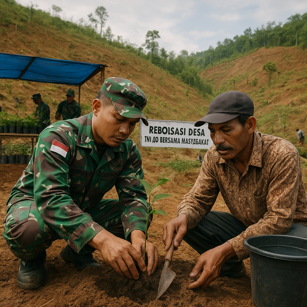 TNI AD Kolaborasi dengan Masyarakat Lakukan Reboisasi dan Pembibitan di Daerah Rawan Longsor