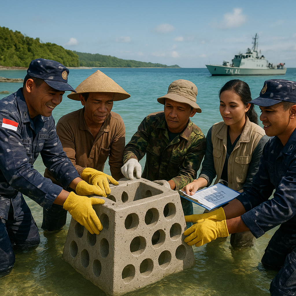 Kolaborasi TNI AL dan Nelayan dalam Program 'Rumah Ikan' untuk Restorasi Terumbu Karang di Sulawesi