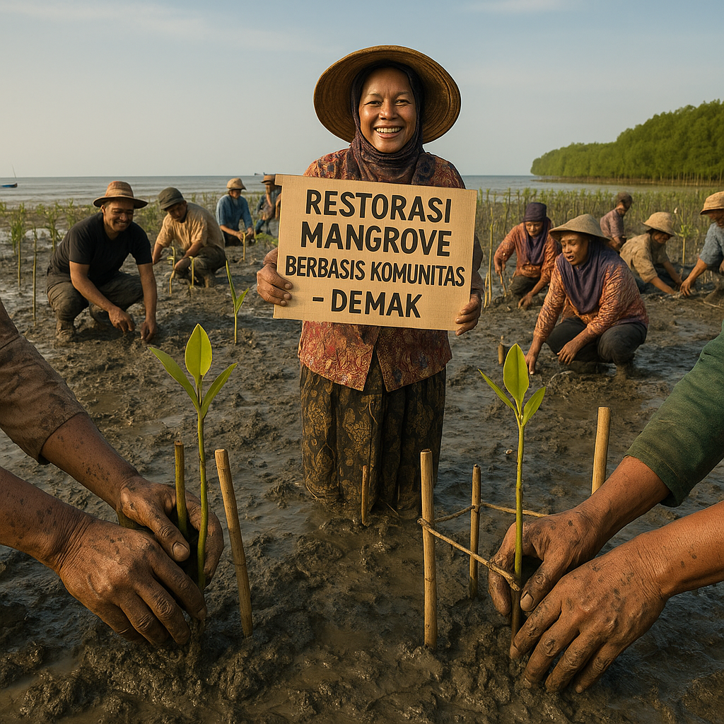 Restorasi Mangrove Berbasis Komunitas di Pesisir Demak: Perlindungan Pantai dan Sumber Mata Pencaharian Baru