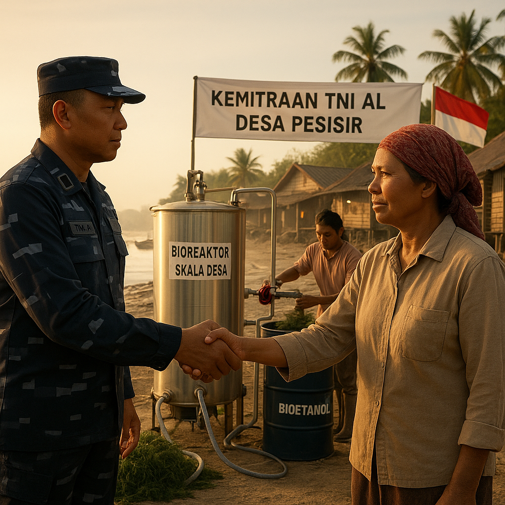 Kemitraan TNI AL dengan Desa Pesisir Kembangkan Energia dari Rumput Laut