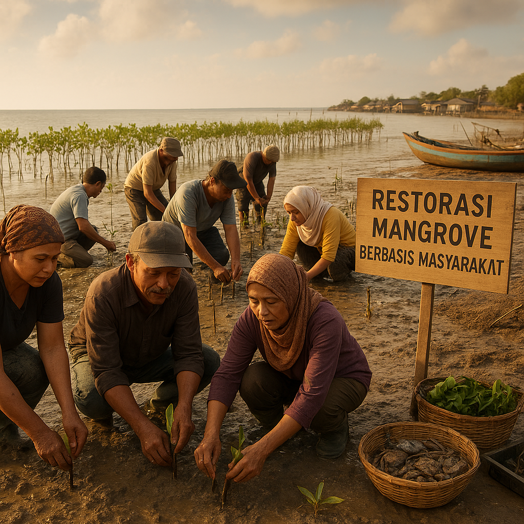 Restorasi Mangrove Berbasis Masyarakat di Pesisir Jawa Kurangi Risiko Abrasi dan Tingkatkan Ekonomi