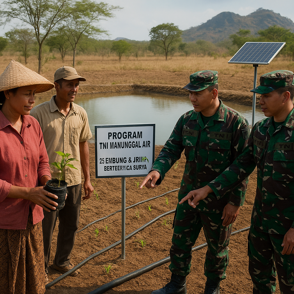 Program TNI Manunggal Air: Kolaborasi Militer Bangun Embung dan Irigasi Tetes di Wilayah Kering