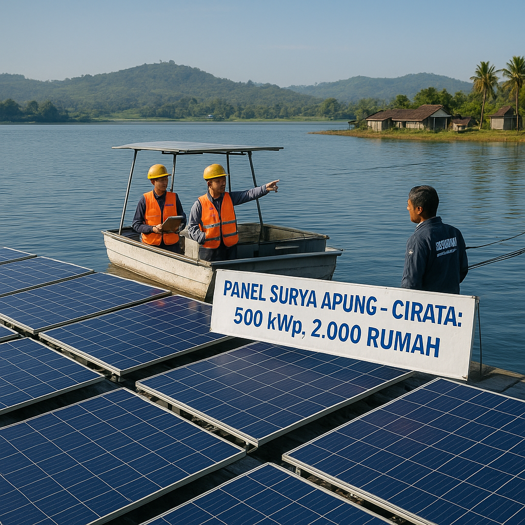 Panel Surya Apung di Waduk Cirata Hasilkan Listrik untuk Desa Terpencil