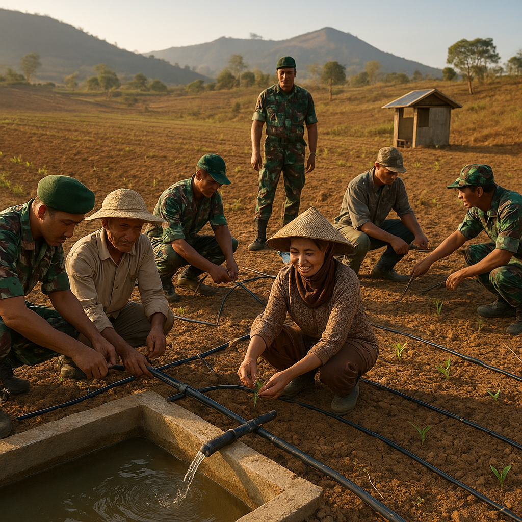 TNI AD Bantu Bangun Embung dan Sistem Irigasi Tetes di Lahan Kering Malang, Tingkatkan Indeks Pertanaman