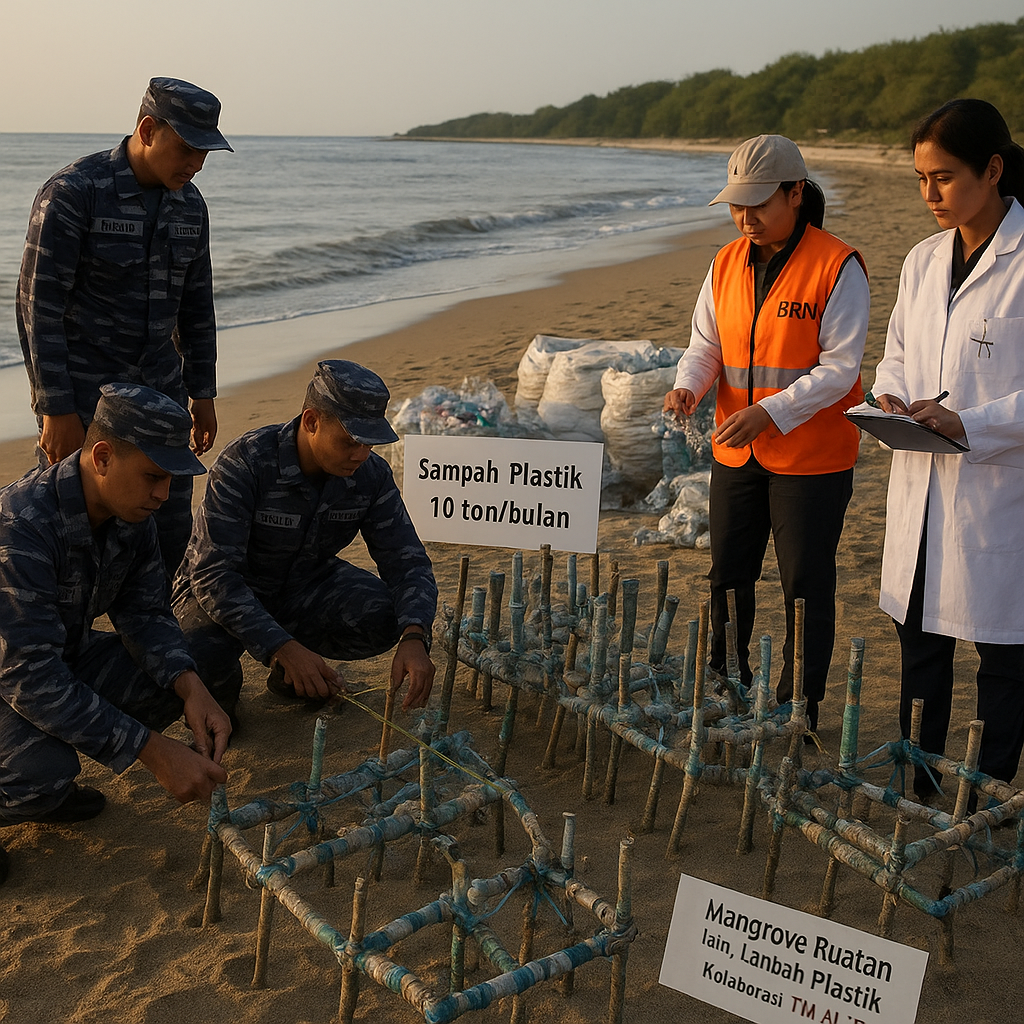 Mangrove Buatan dari Limbah Plastik Karya TNI AL dan BRIN Cegah Abrasi Pantai