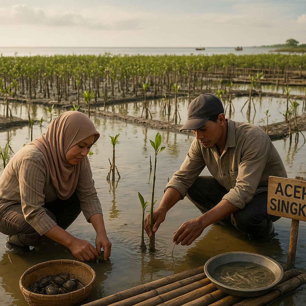 Restorasi Mangrove dengan Sistem Silvofishery Meningkatkan Ekonomi dan Ekologi di Aceh Singkil