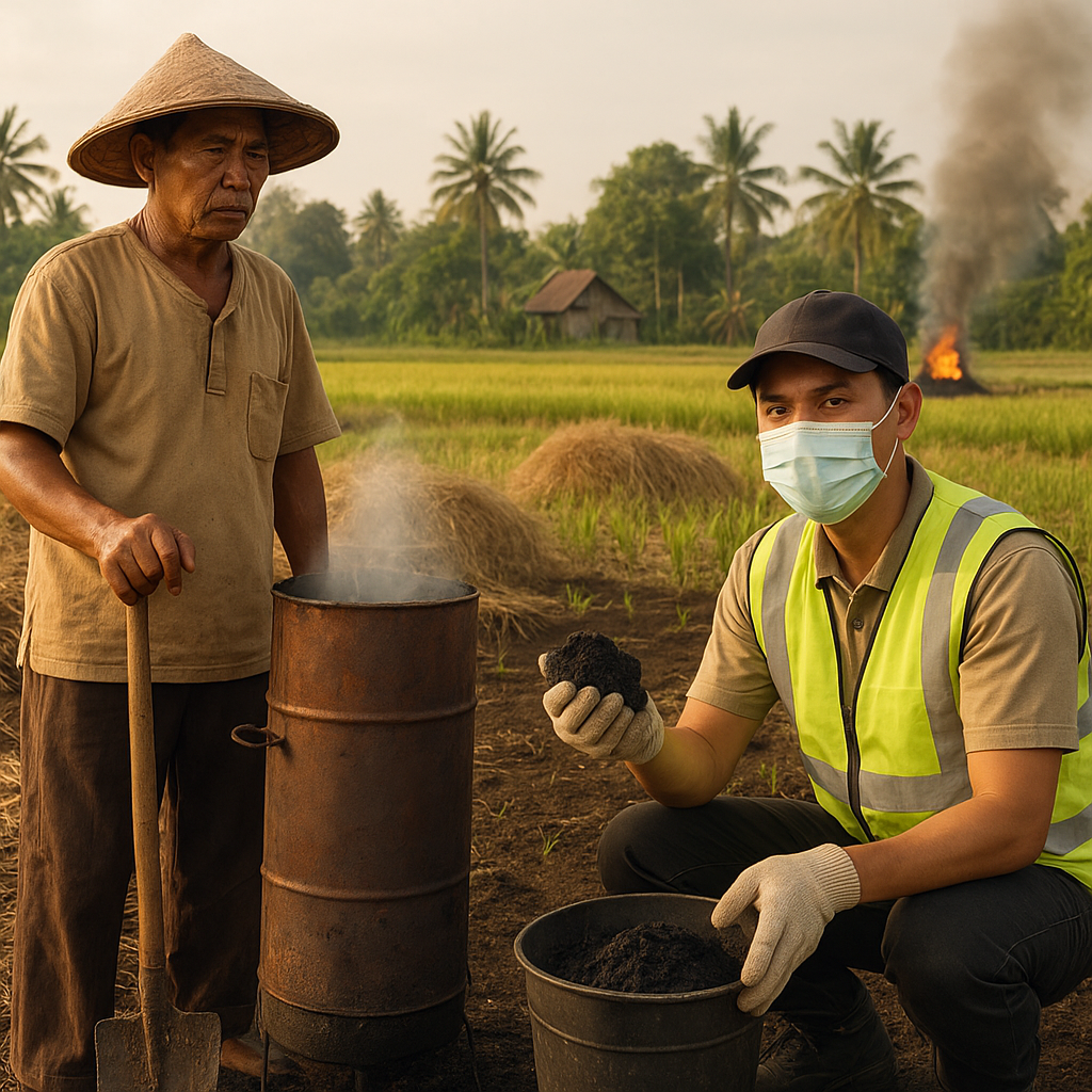 Biochar Jerami Padi: Mengurangi Pembakaran dan Meningkatkan Karbon Tanah