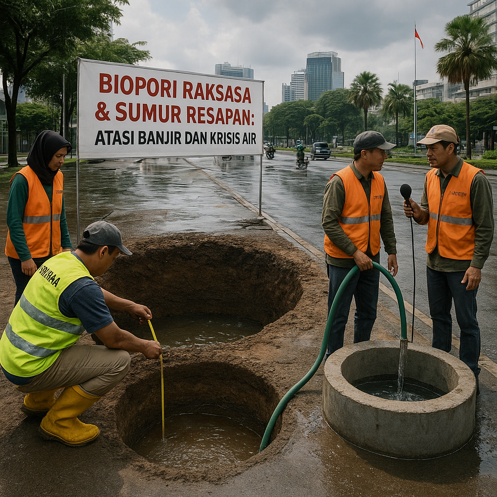 Biopori Raksasa dan Sumur Resapan Atasi Banjir dan Krisis Air di Jakarta