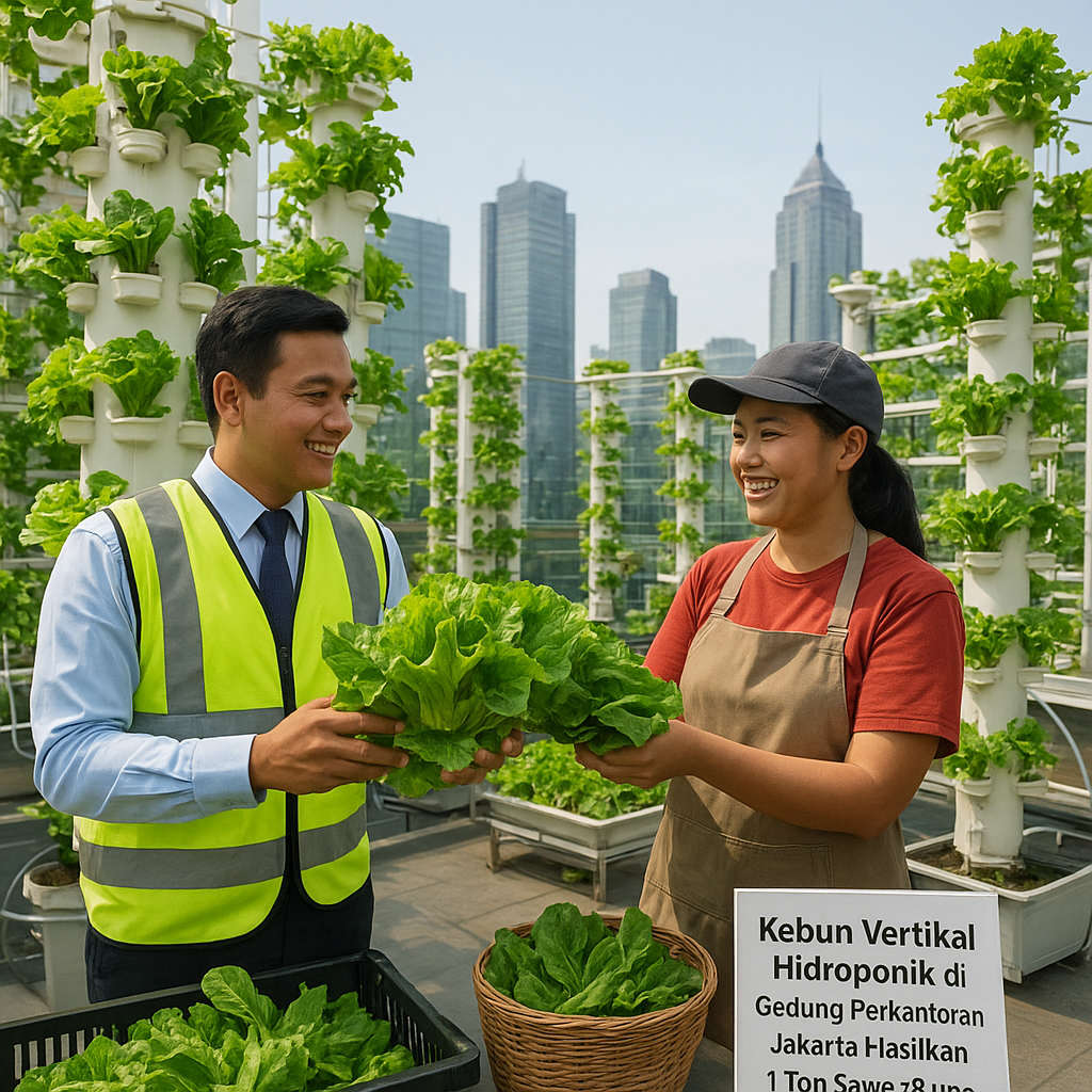 Kebun Vertikal dengan Sistem Hidroponik di Gedung Perkantoran Jakarta Hasilkan 1 Ton Sayur/Bulan