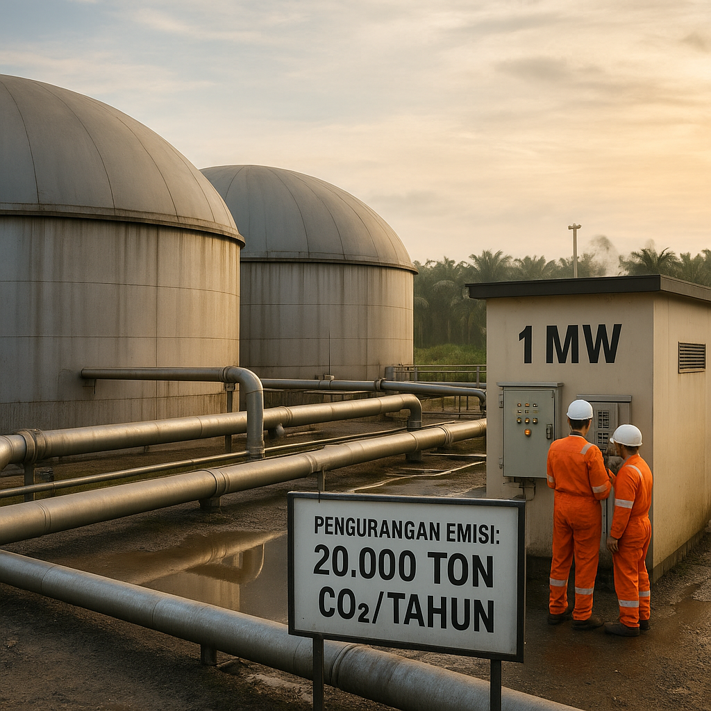 Biogas dari Limbah Sawit Kurangi Emisi dan Hasilkan Listrik di Riau