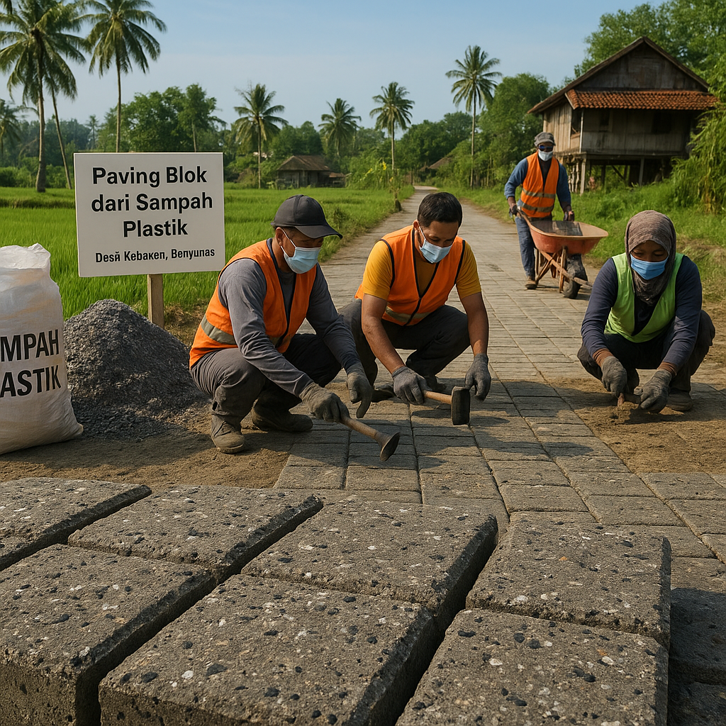 Paving Blok dari Sampah Plastik Solusi Jalan Desa di Banyumas