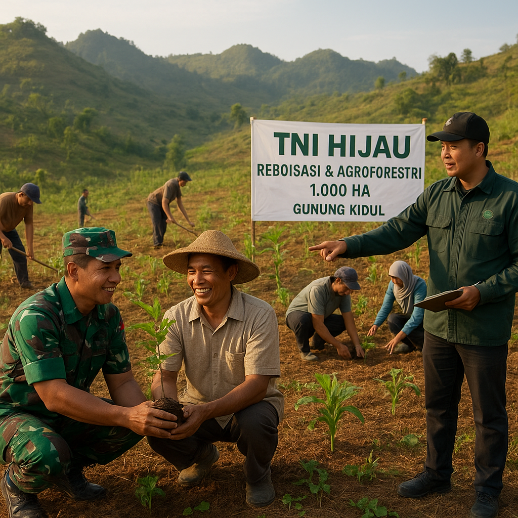 TNI AD dan Masyarakat Reboisasi 1.000 Hektare Lahan Kritis di Gunung Kidul dengan Agroforestri