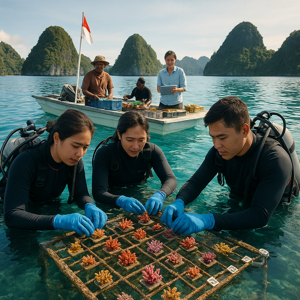 Rehabilitasi Terumbu Karang dengan Metode Transplantasi Bunga Karang di Raja Ampat