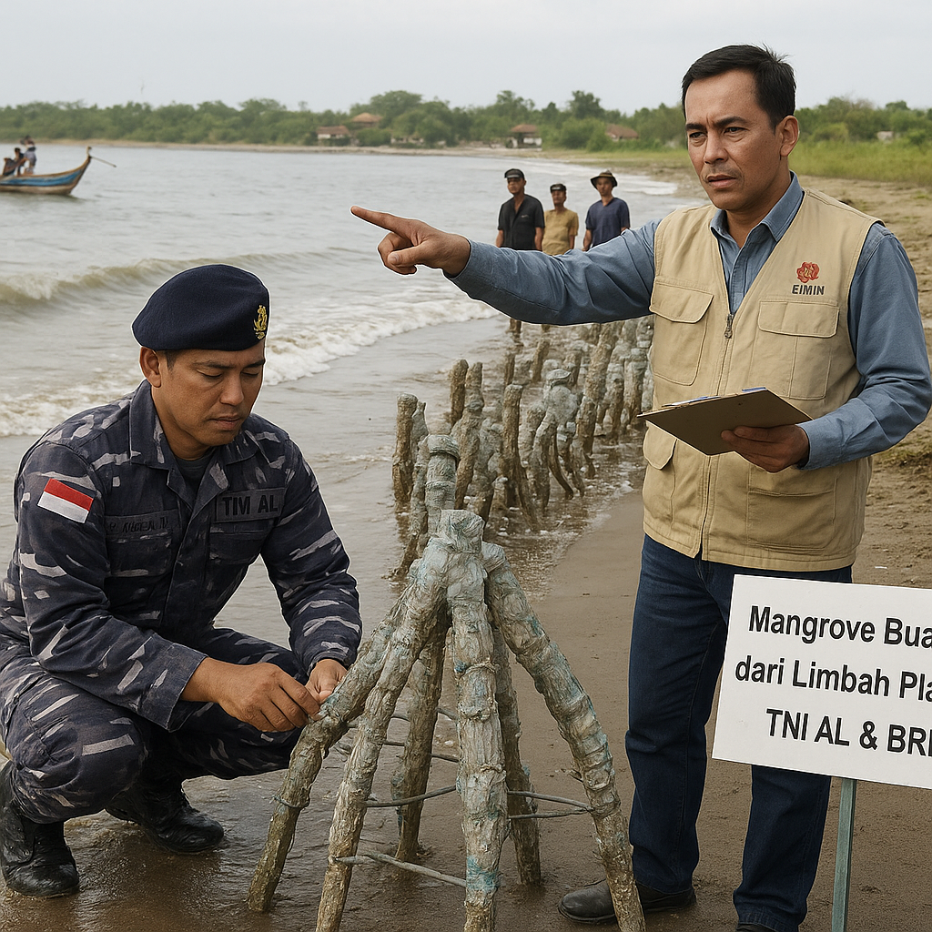 Mangrove Buatan dari Limbah Plastik: Inovasi TNI AL dan BRIN Tangani Abrasi