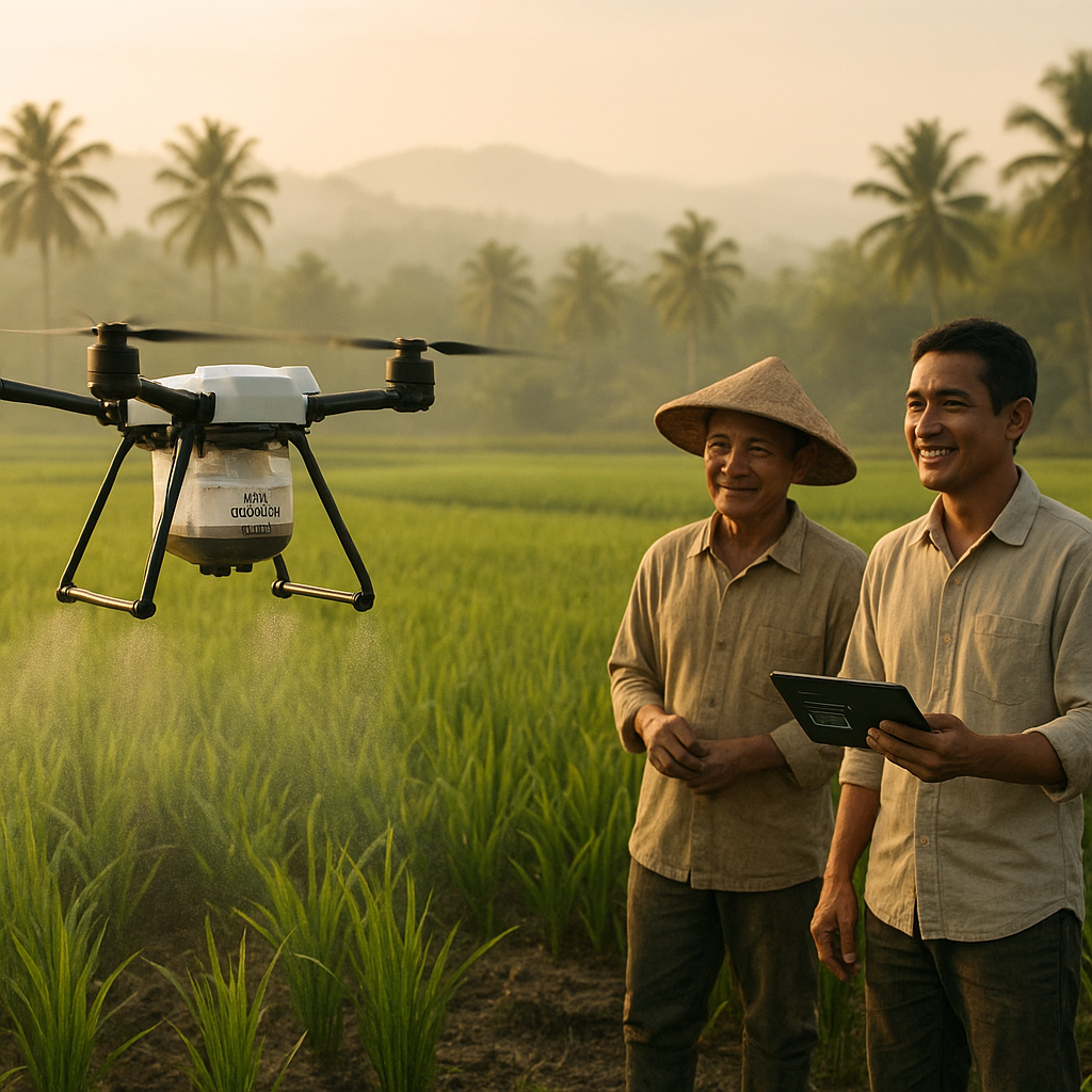 Teknologi Drone Penyemprot Pupuk Organik Cair Kurangi Emisi dan Tingkatkan Kesuburan Tanah