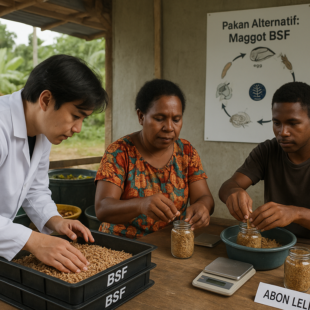 Tim IPB Kembangkan Pakan Alternatif Maggot dan Olahan Abon Lele di Papua