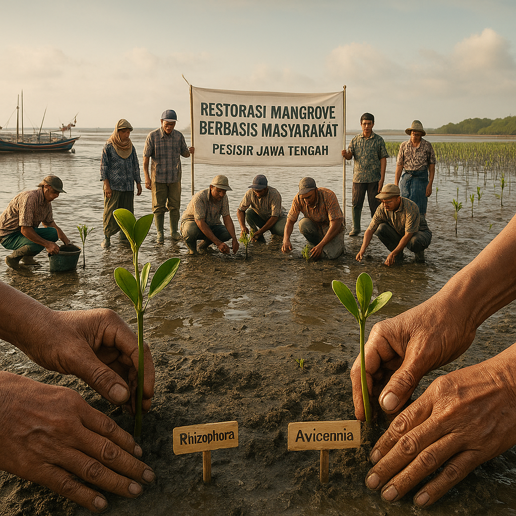 Restorasi Mangrove Berbasis Masyarakat di Pesisir Jawa Tengah: Solusi Mitigasi Perubahan Iklim