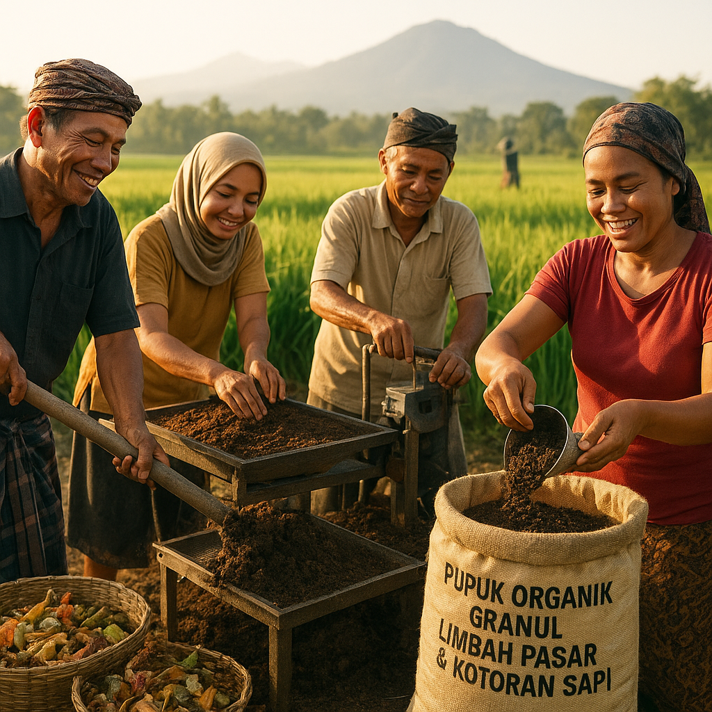 Pupuk Organik dari Limbah Pasar dan Kotoran Ternak Tingkatkan Produksi Padi di Lombok