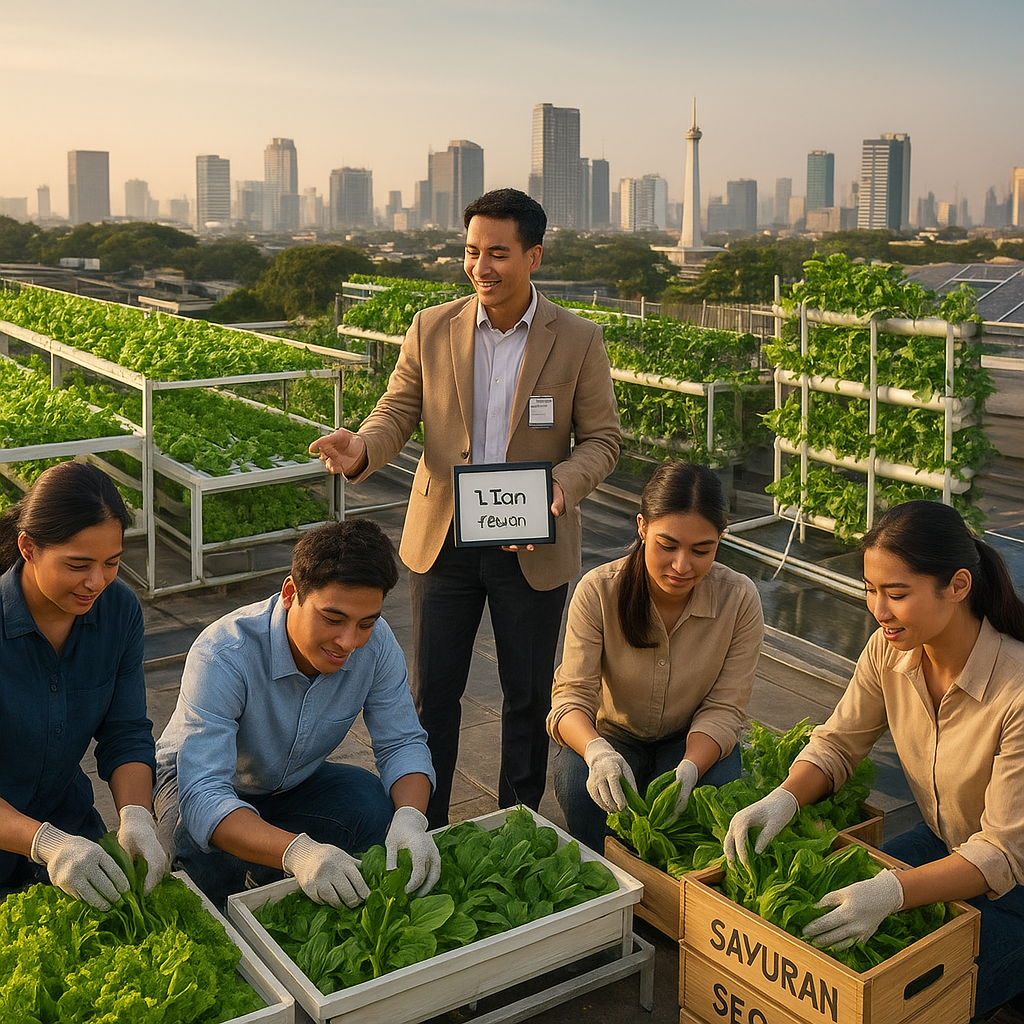 Program 'Urban Farming' di Rooftop Gedung Perkantoran Jakarta Hasilkan 1 Ton Sayuran per Bulan