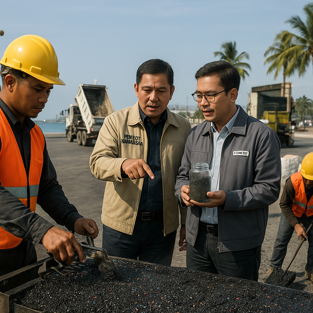 Pengolah Sampah Plastik Menjadi Bahan Konstruksi Jalan di Kota Makassar