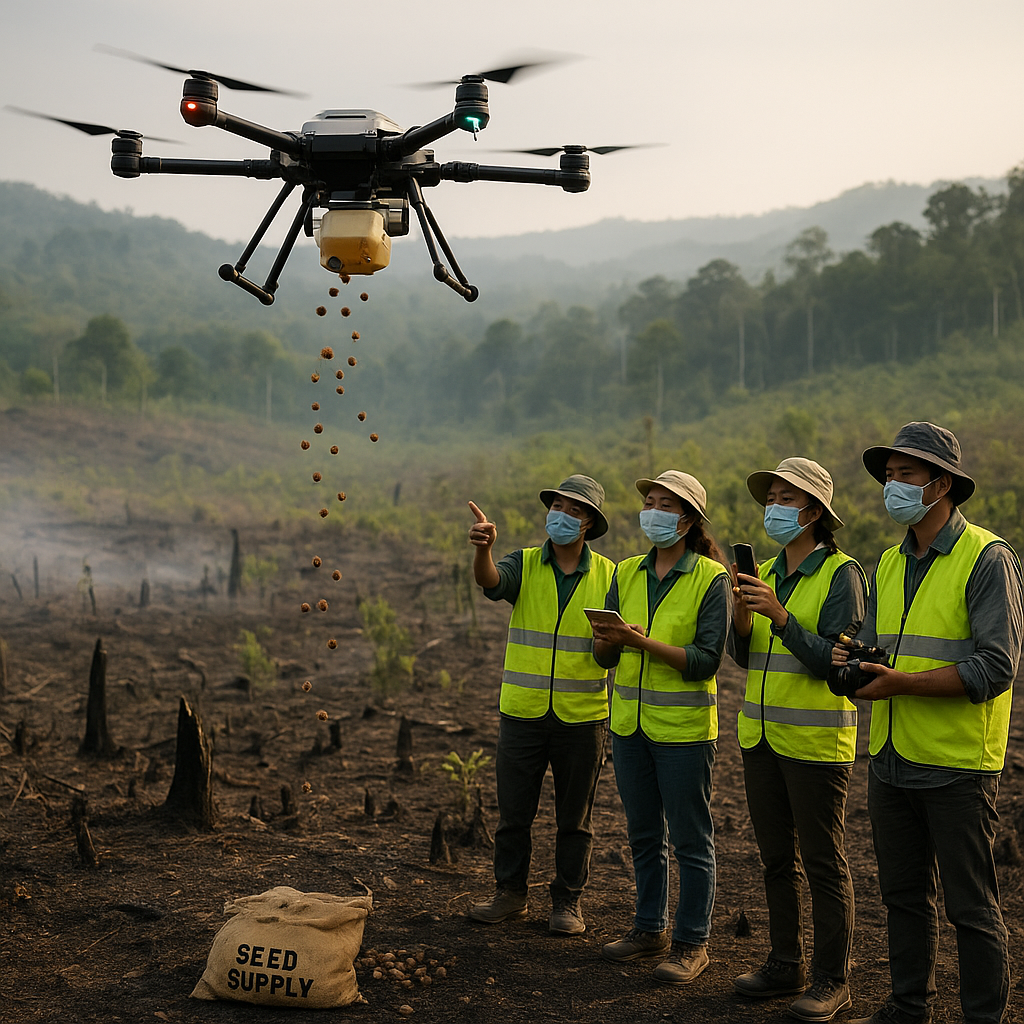 Drone Tanam Pohon Percepat Reboisasi di Lahan Gundul Sumatera