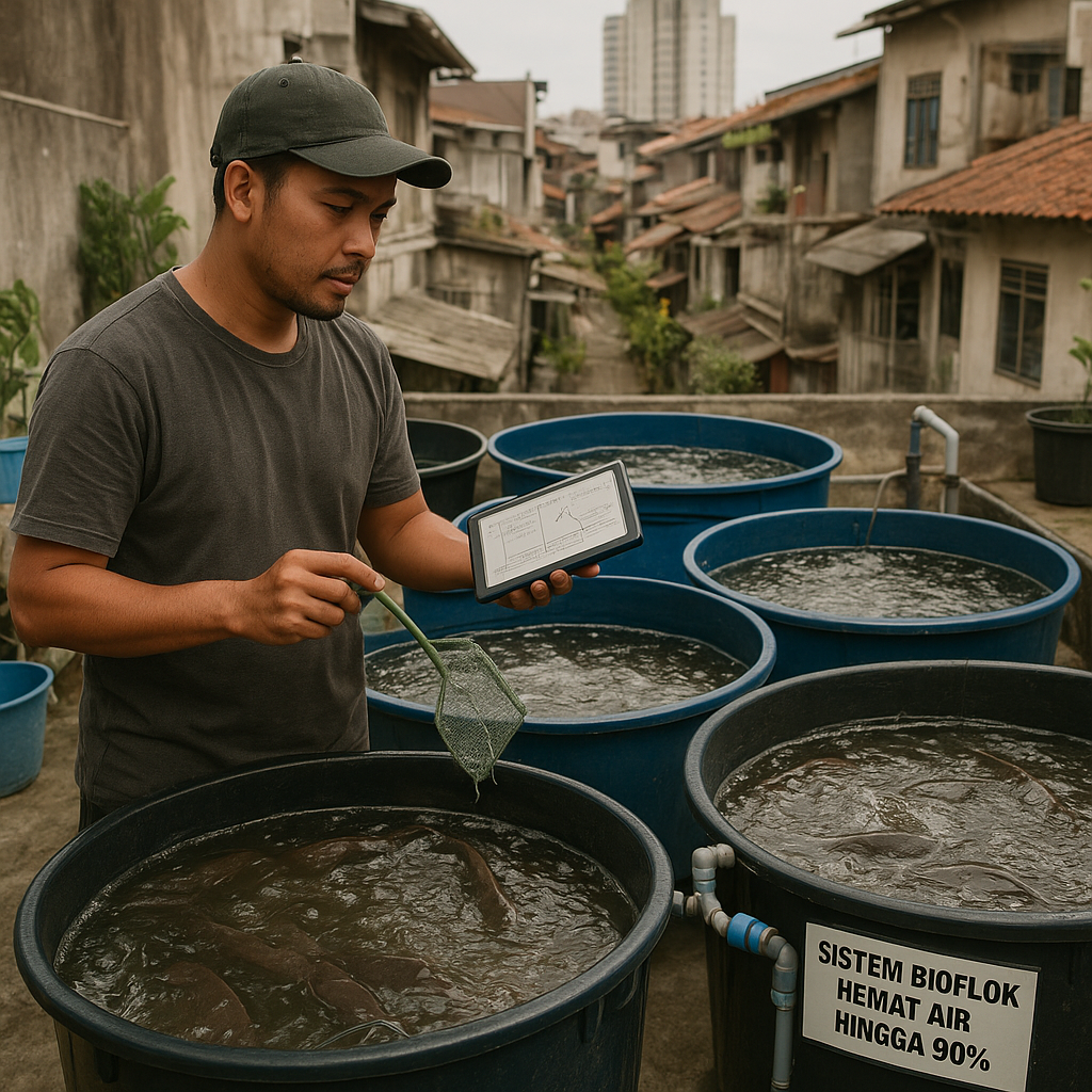 Sistem Bioflok Budidaya Lele Hemat Air di Lahan Sempit Perkotaan