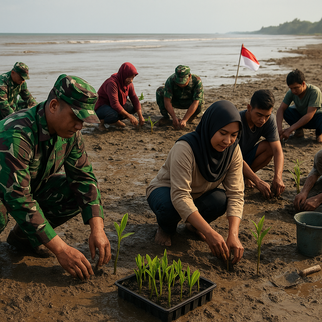 TNI AD Tanam 1 Juta Mangrove di Pesisir Utara Jawa untuk Mitigasi Abrasi