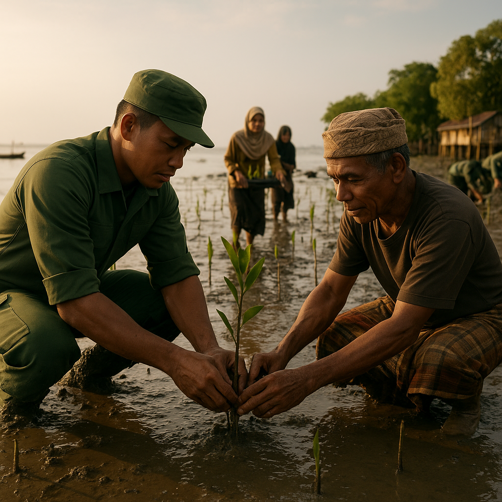Kolaborasi TNI dan Masyarakat Adat Rehabilitasi Hutan Mangrove di Aceh
