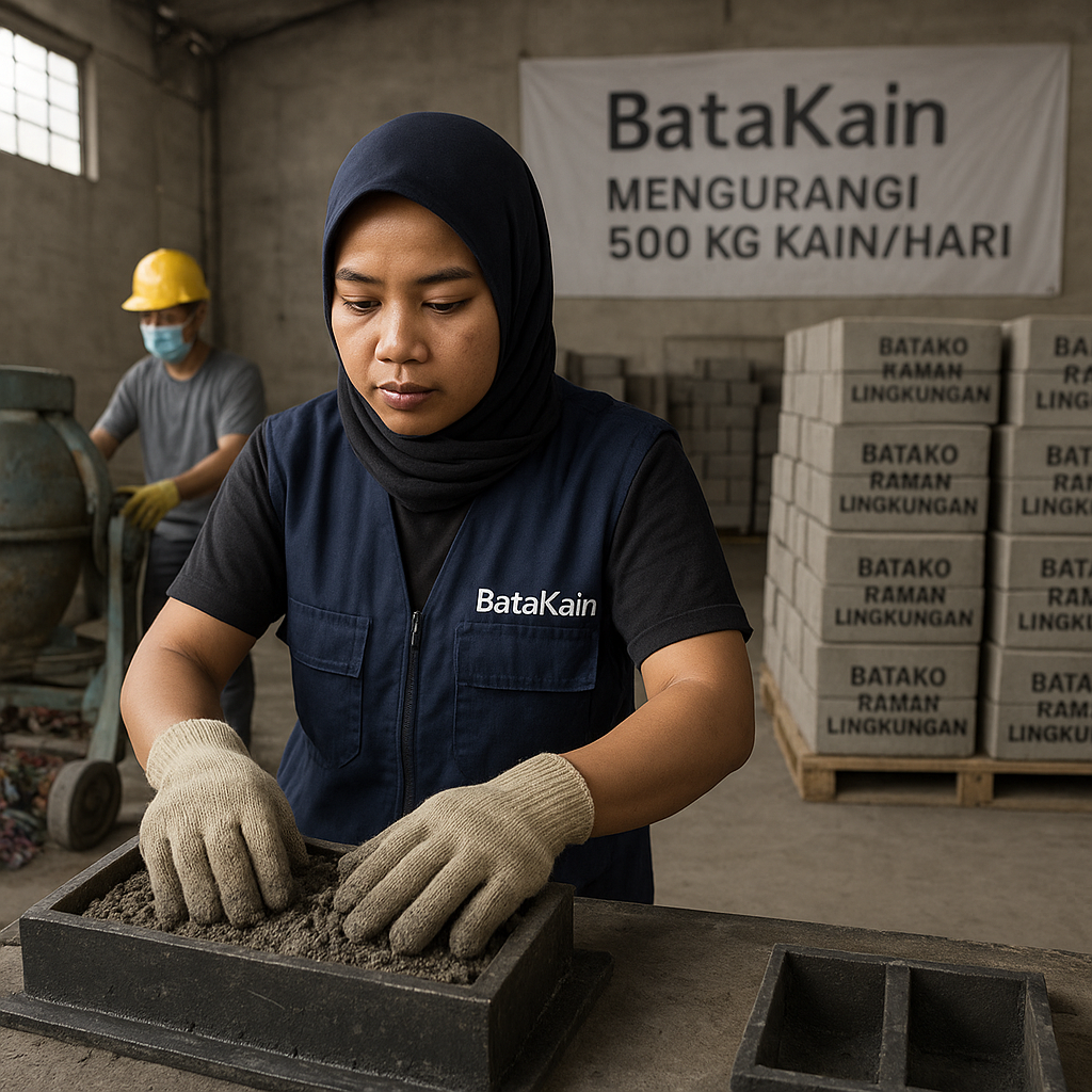 Daur Ulang Limbah Tekstil Jadi Batako Ramah Lingkungan untuk Bangunan