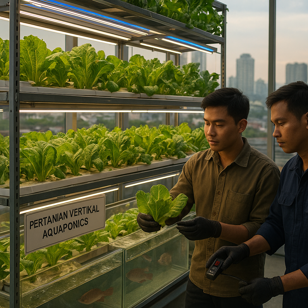 Pertanian Vertikal dengan Sistem Aquaponics LED di Perkotaan untuk Pasokan Sayuran Segar