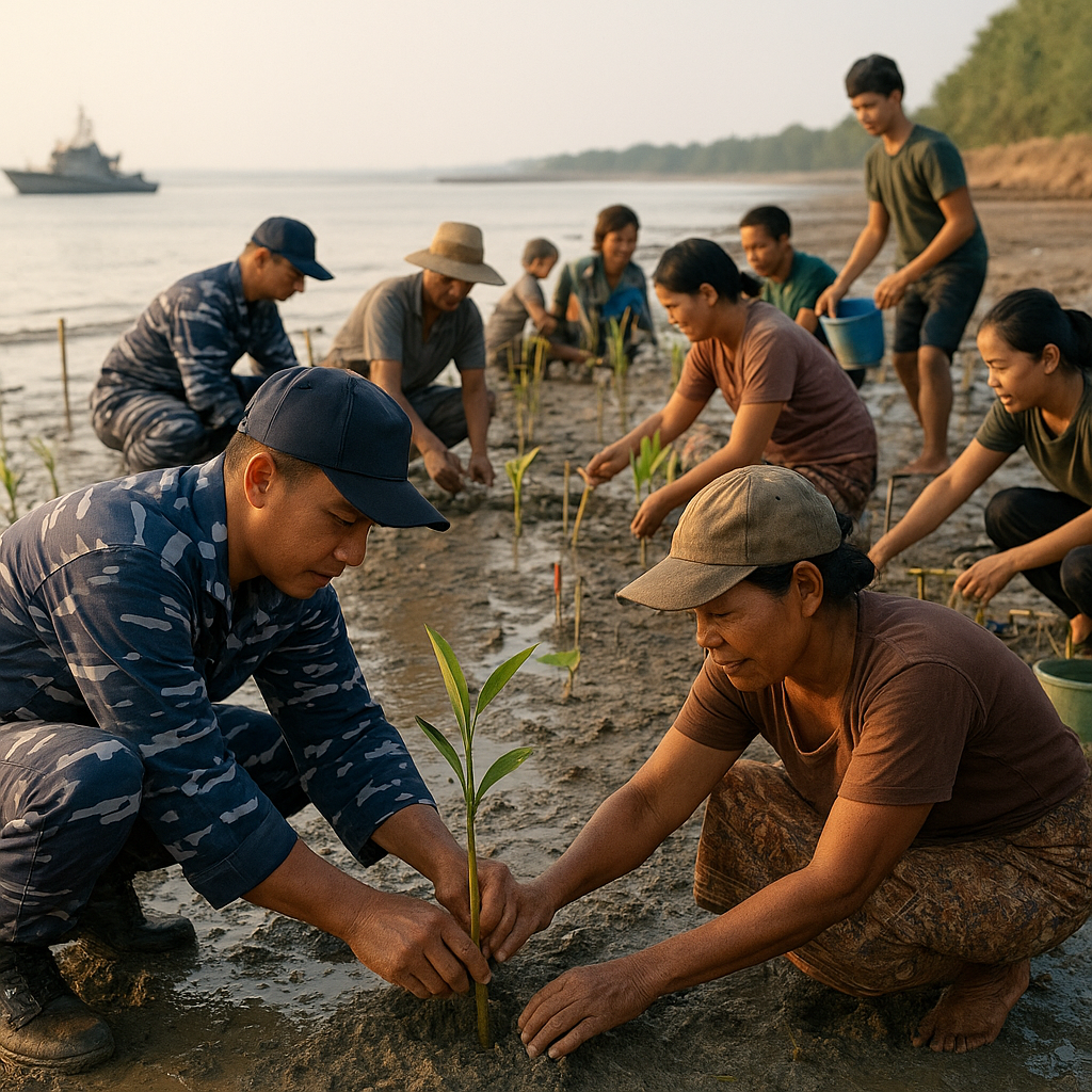 Kolaborasi TNI AL dan Masyarakat dalam Penanaman Mangrove untuk Mitigasi Abrasi