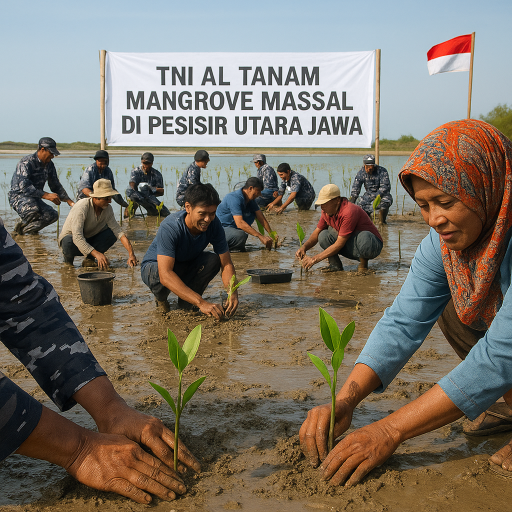 TNI AL Tanam Mangrove Massal di Pesisir Utara Jawa untuk Cegah Abrasi dan Serap Karbon